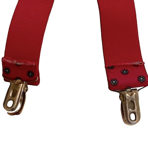RED and Blue Elastic Suspenders With Goldtone Hardware - Picture 4 of 8